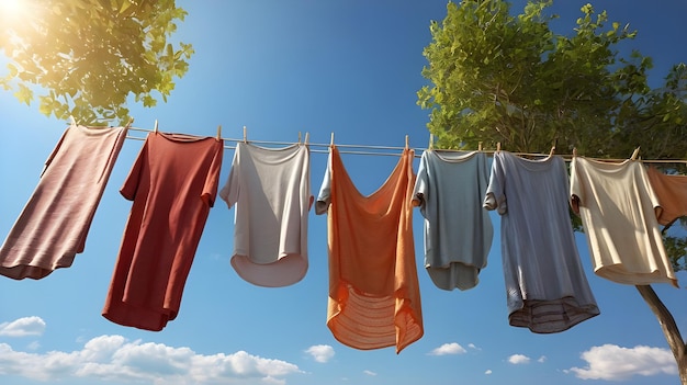 Dry clothes outside in a line