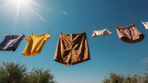 Dry clothes outside in a line