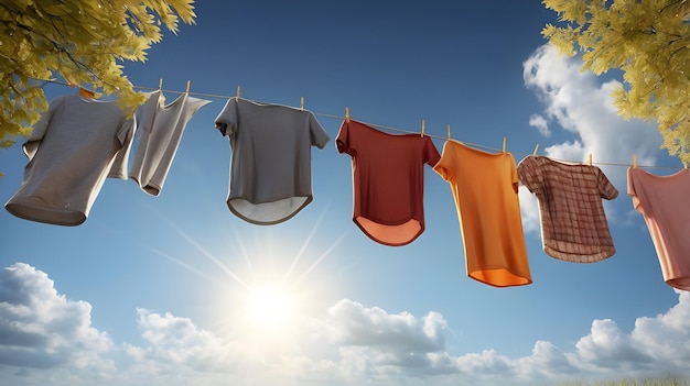 Dry clothes outside in a line