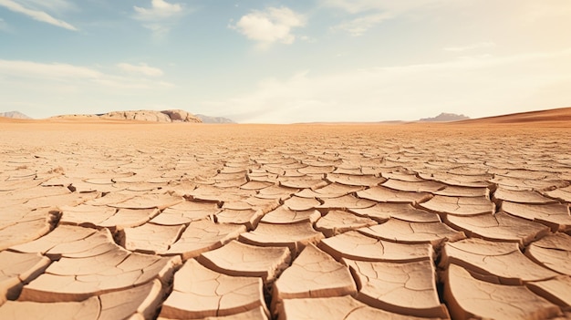 Dry cracked earth in the desert Arid desert landscape