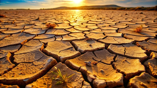 Photo a dry cracked landscape with a cracked surface and the word  no  on it