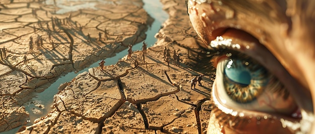 Dry Cracked Riverbed in a 3D Scene