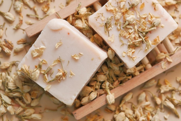 Dry flower and natural soap bar