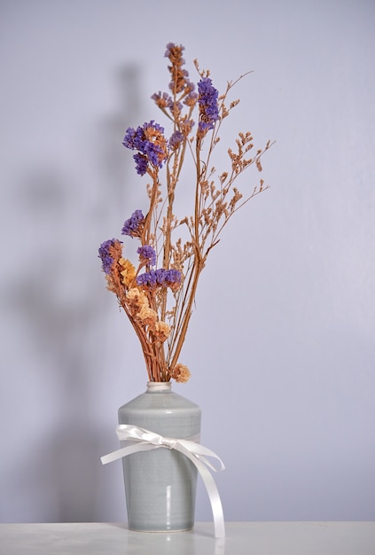 Dry flowers arranged in the vase