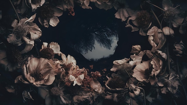 Dry flowers on the dark background