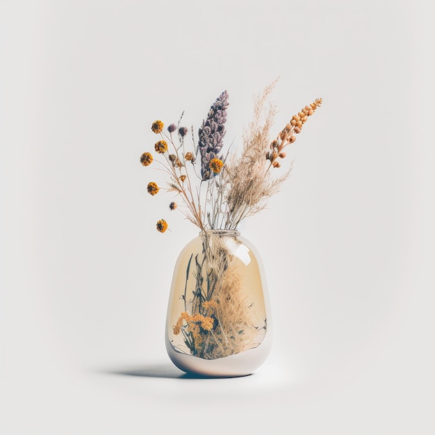 Dry Flowers in Vase Illustration Generative AI