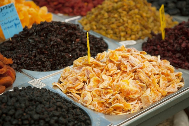 Dry fruits on the market in Jerusalem, Israel