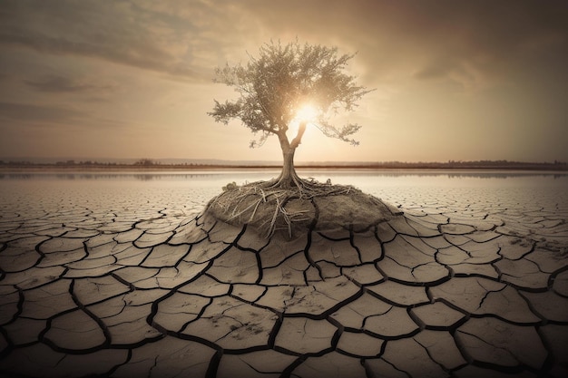 Dry landscape Climate change and drought concept