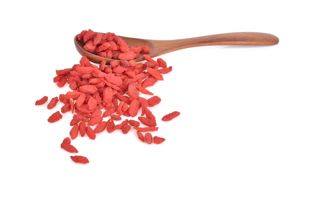 Dry red goji berries in the spoon