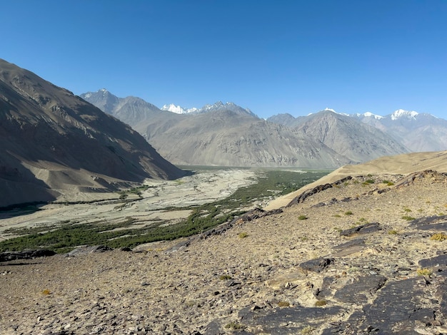 The dry river bed as a border line to Afghanistan