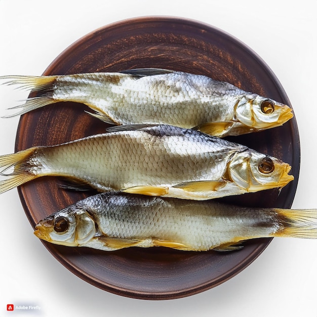 dry salted fish isolated on white