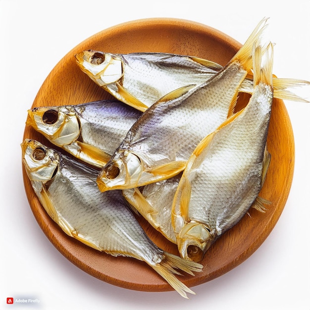 dry salted fish isolated on white