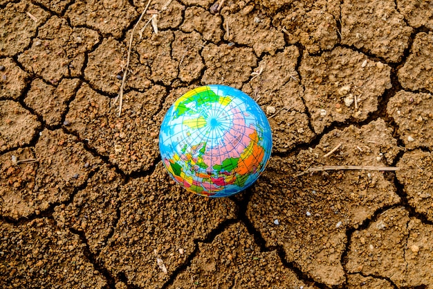 Dry soil with global warming.