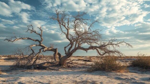 Photo dry trees in a remote arid region the beauty of the desert on a sunny day drought in the desert