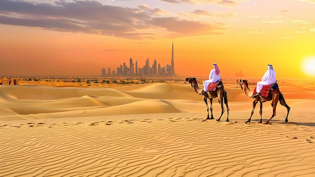 Photo dubai desert camel safari arab culture traditions