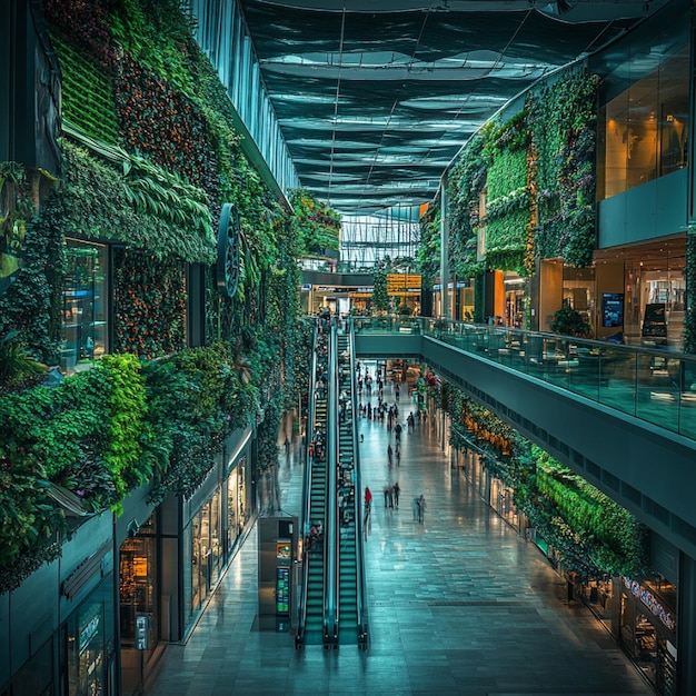 Photo dubai mall with vibrant greenery