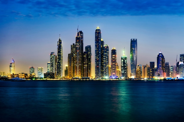 Dubai marina during twilight