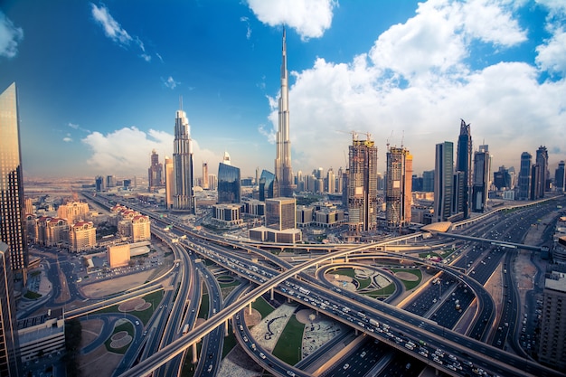 Dubai skyline in the evening