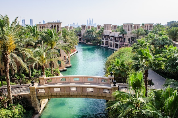 DUBAI, UAE - APRIL 05: Al Qasr resort means 'The Palace' replicates traditional royal architecture