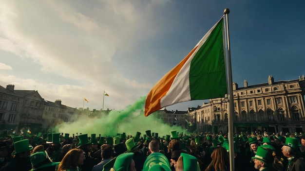 DUBLIN IRELAND 17th March 2018 performers and crowd participating in the 2018 Saint Patricks p