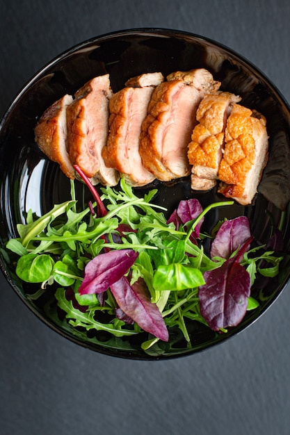 duck breast grill meat fried mix salad leaves barbecue roasted poultry