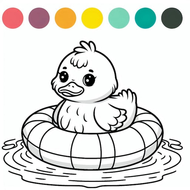 Duck coloring page for children ai generated