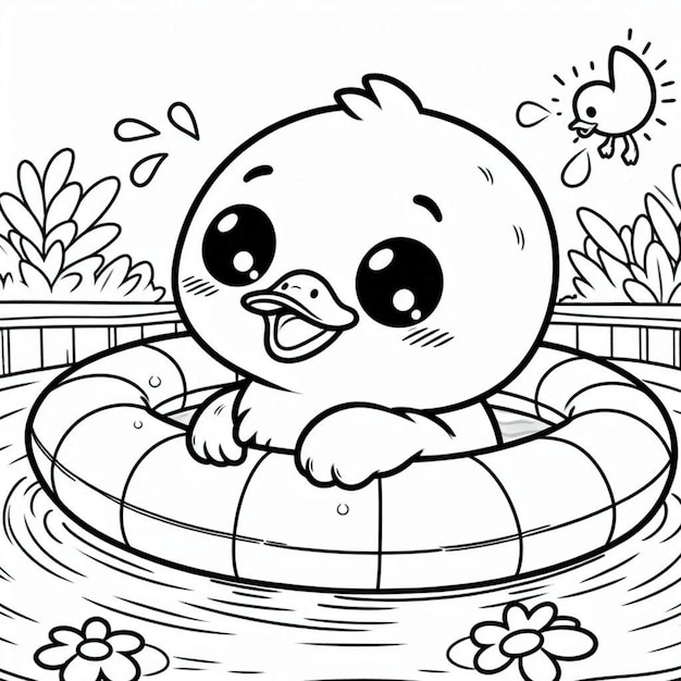 Duck coloring page for children ai generated