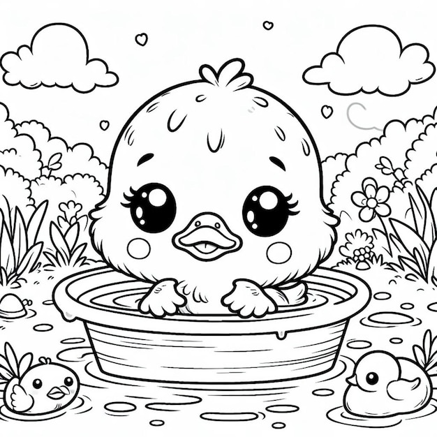 Duck coloring page for children ai generated