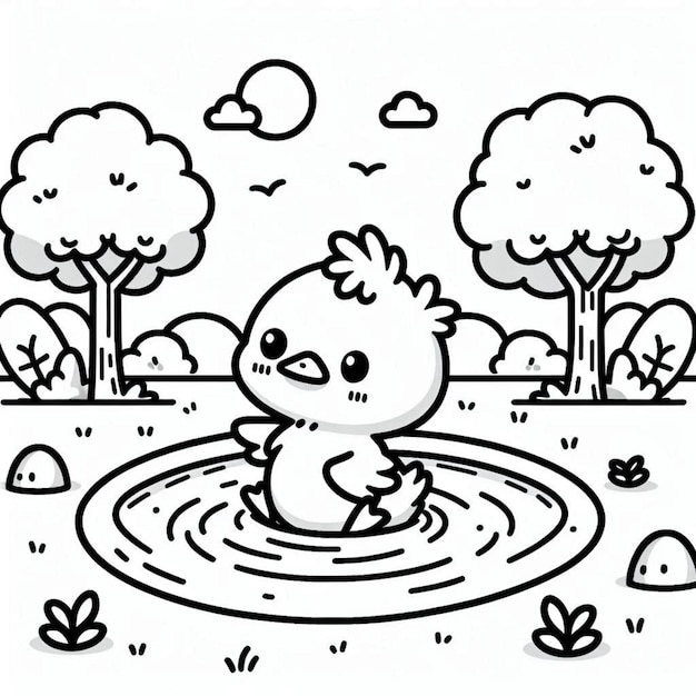 Duck coloring page for children ai generated