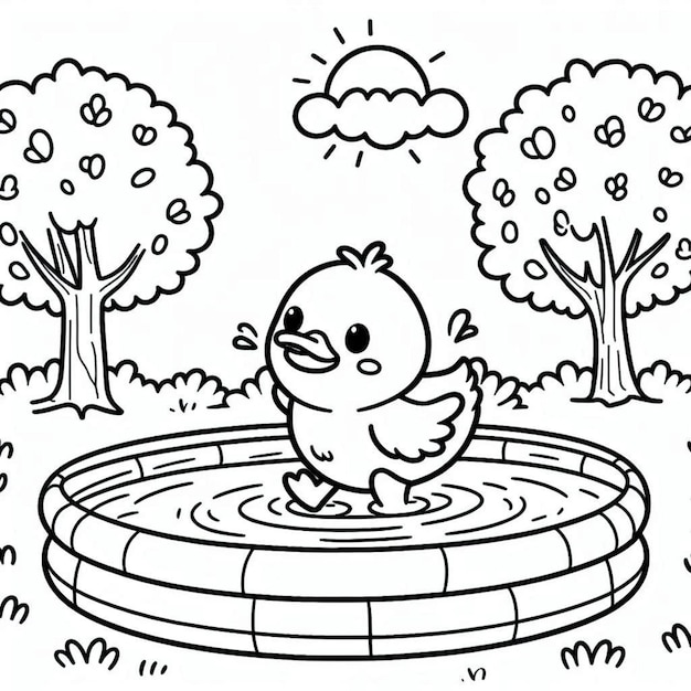 Duck coloring page for children ai generated