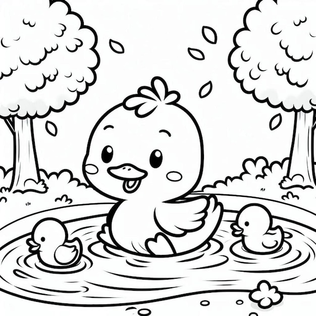 Duck coloring page for children ai generated