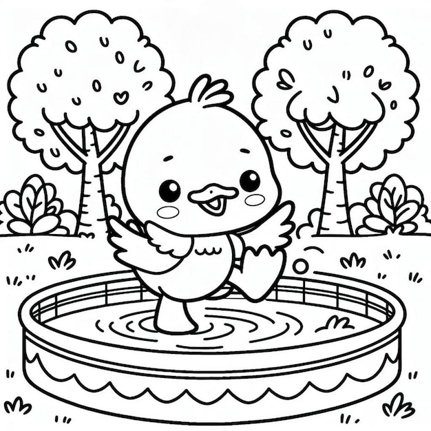 Duck coloring page for children ai generated