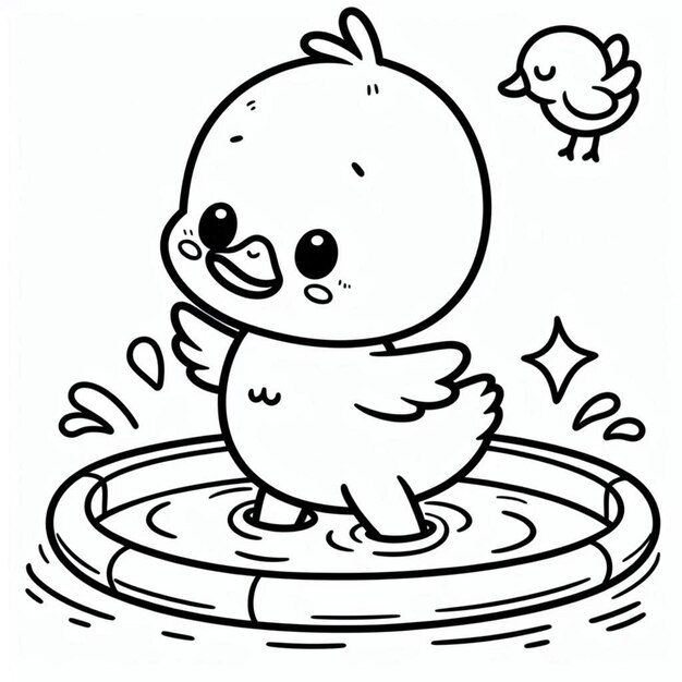 Photo duck coloring page for children ai generated