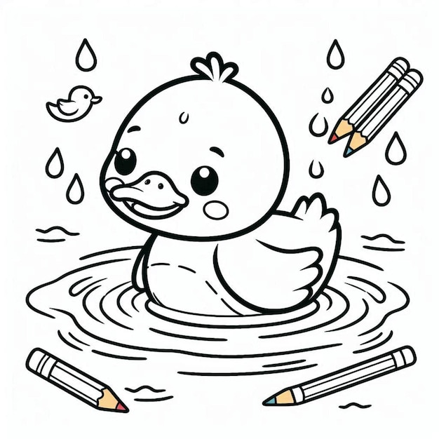 Photo duck coloring page for children ai generated