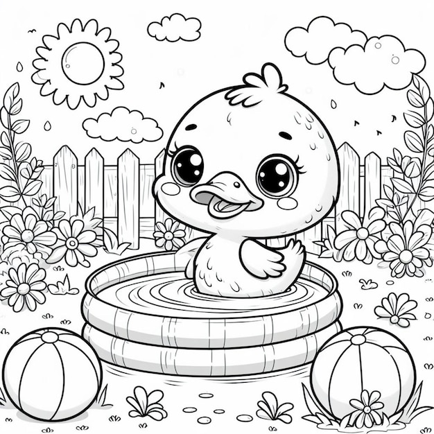 Duck coloring page for kdp ai generated