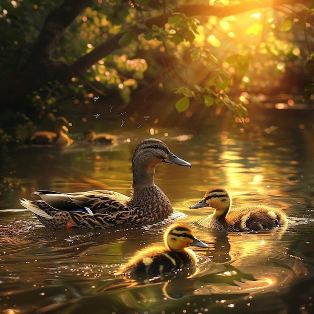 Duck Family Serenity Pond Paddles