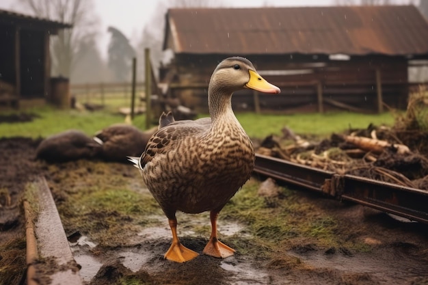 A Duck on a farm