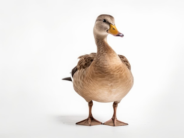 Duck in front of a white background