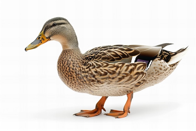 a duck is standing on a white background