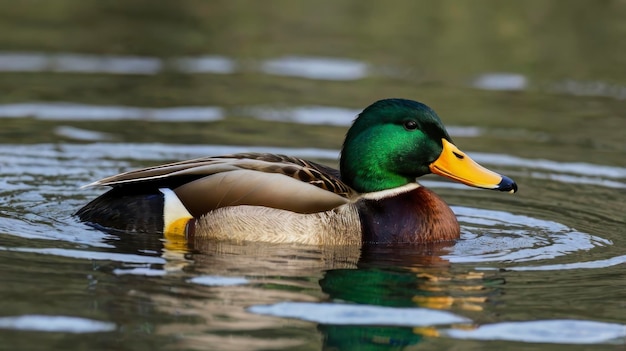 a duck is swimming in a pond with the word quot a quot on it