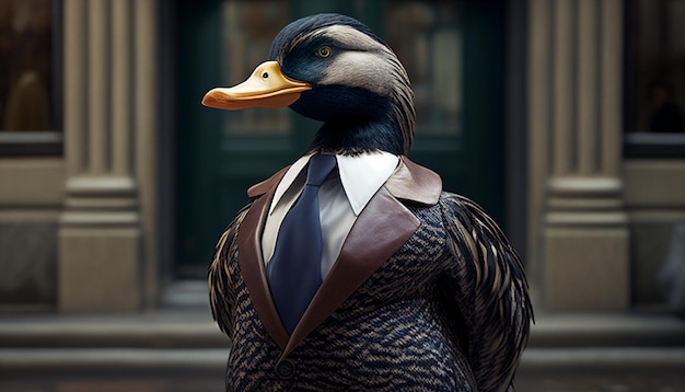 A duck in a suit on Wall Street in New York Generative AI