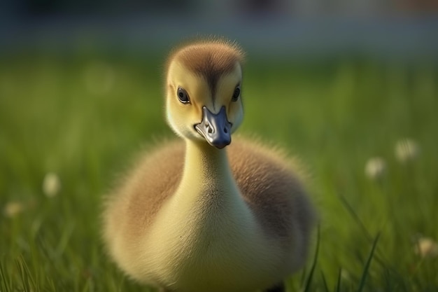 Photo a duck that is sitting in the grass