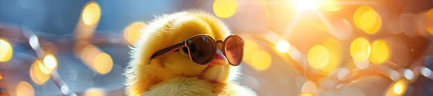 Photo a duck wearing sunglasses sits on a car seat