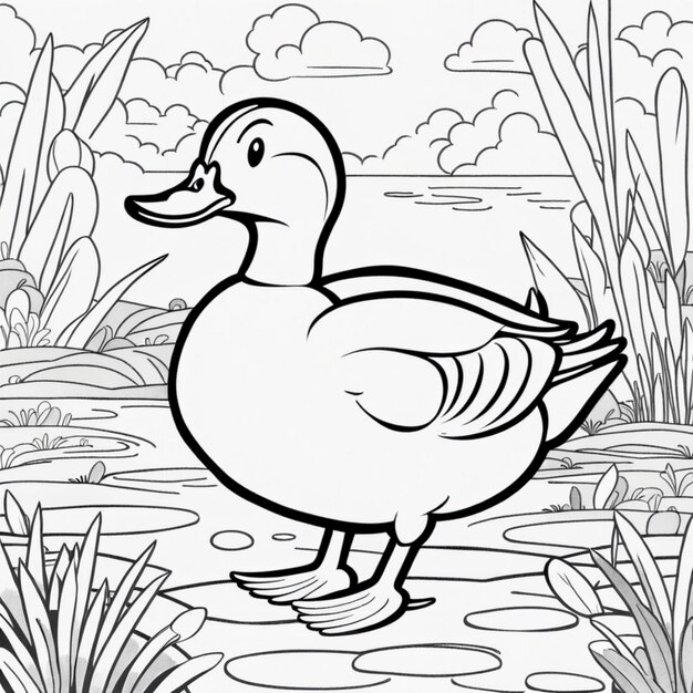 Photo a duck with a black and white pattern on it