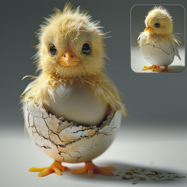 a duck with a egg that has a picture of a egg in it