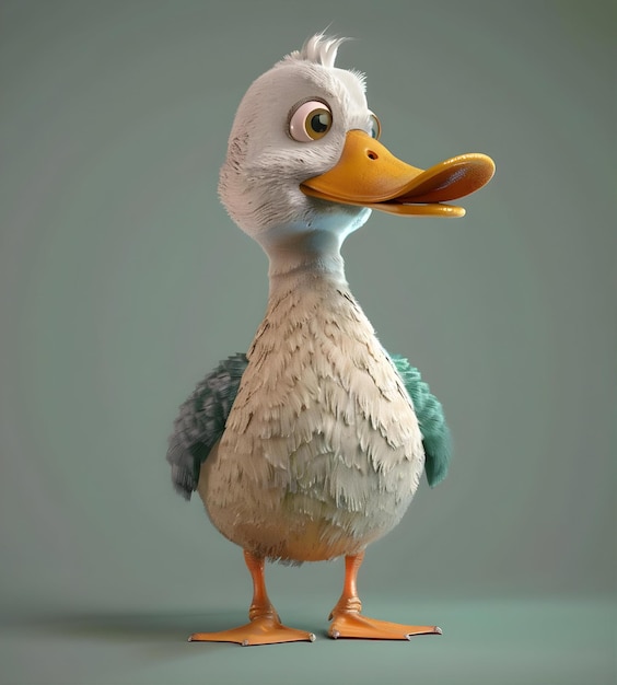 a duck with a yellow beak and a white head