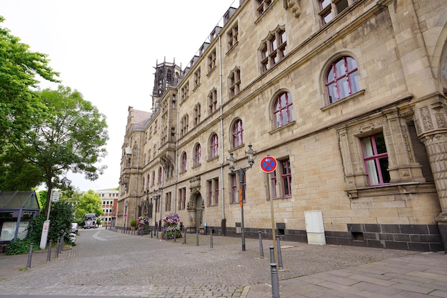 DUISBURG GERMANY JUNE 10 2022 Duisburg street with the Rathaus city hall palace Germany