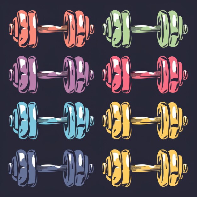 Photo dumbbell icon gym equipment weightlifting symbol bodybuilding doodle sketched dumbbell accessories