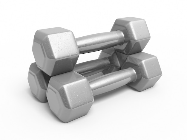 Dumbbell metal render (isolated on white and clipping path)