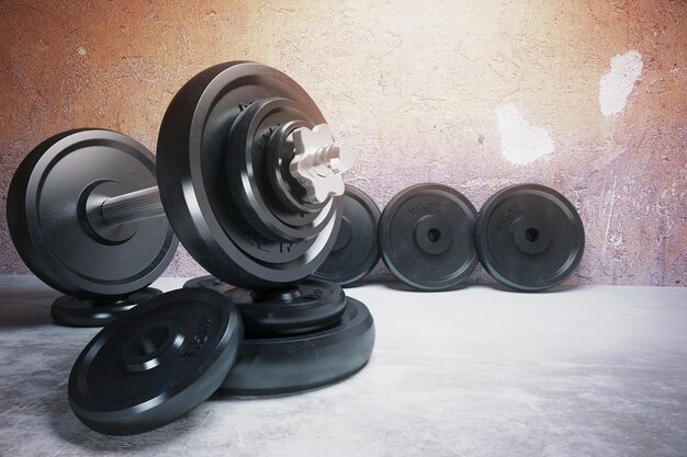 Photo dumbbell and plate row